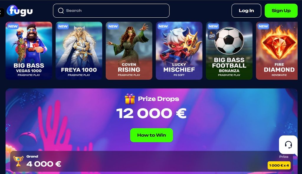 Fugu Casino game information, paytable shown above the reels